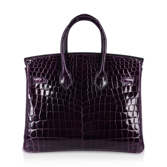 Hermes Birkin 25 Aubergine Crocodile Purple - Picture 4 of 4